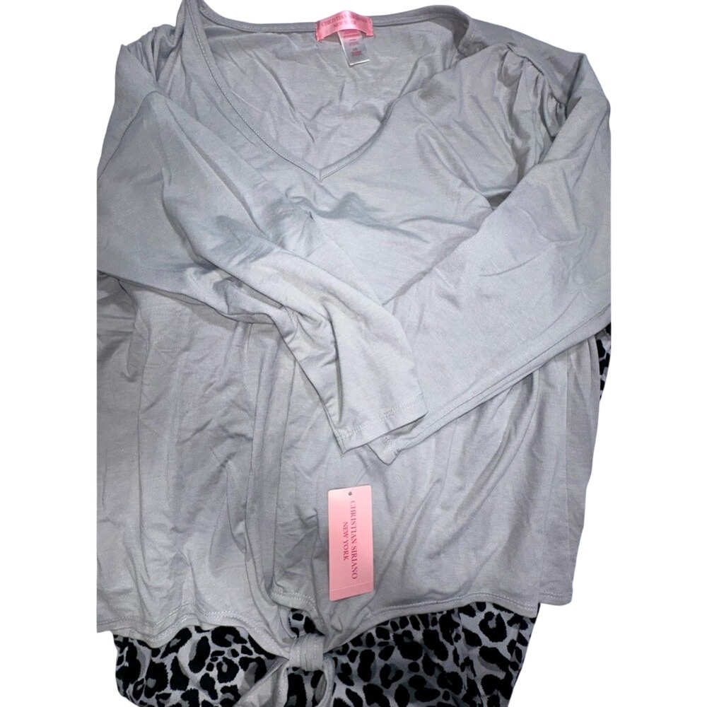 Christian Siriano Pajama Set Super Soft Leopard‎ Pants Lounge Joggers L NWT - Picture 7 of 8